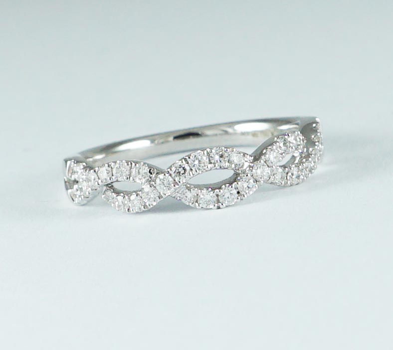 FINEROCK 1/10 Carat Twisted Black & White Diamond Wedding Band - 10K Solid Gold Ring