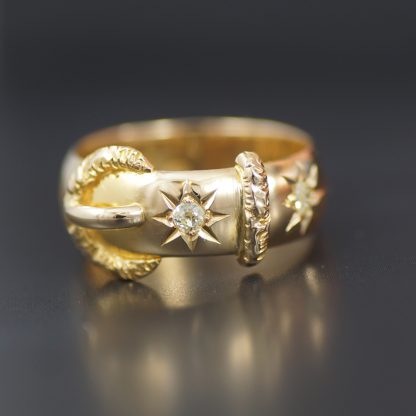 Edwardian 18ct Gold Buckle Ring with Hearts Motif (892U) | The Antique  Jewellery Company